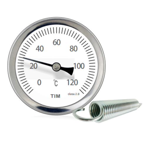 Термометр накладной с пружиной, 0-120°C, TIM Y-63A-120