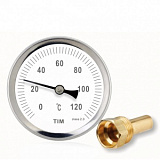 Термометр Дy63 металлический корпус, шток 50 мм с гильзой 1/2", 0-120°C ТIM Y-63A-50-120 (60)