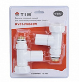 Вентиль прямой Г/Ш 1"х1/2" колпак, пара для полотенцесушителя TIM KV01-FM042W БЕЛЫЙ 