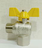 Кран шаровой для газа угловой (бабочка) никелированный  1/2" г/ш TIM DE122L 