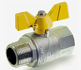 Кран шаровой для газа прямой (бабочка) никелированный  1/2" г/ш TIM DE122H 