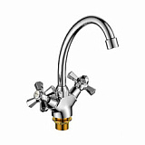 Смеситель для кухни L 4990 креп. гайка, керамика 1/2 крест, ручка крест, хром, латунь
