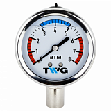 Манометр TWG PG 0-8 014C-R гидрозаполненный 0-8 атм, подкл. сзади 1/4" рн, корпус нерж. Ø 63 мм